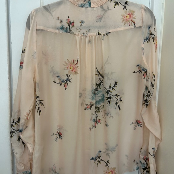 Joie Elsie Silk Floral Blouse in Rosebud Pink Medium - Picture 7 of 8